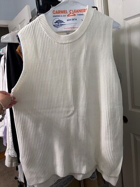 Michael Stars Cream Ribbed Sleeveless Knit Tank